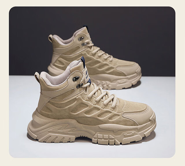 Warrior Men's 2025 Autumn Winter New Martin Boots Hiking Shoes Outdoor Workwear Warm Shoes Khaki Size 40 8