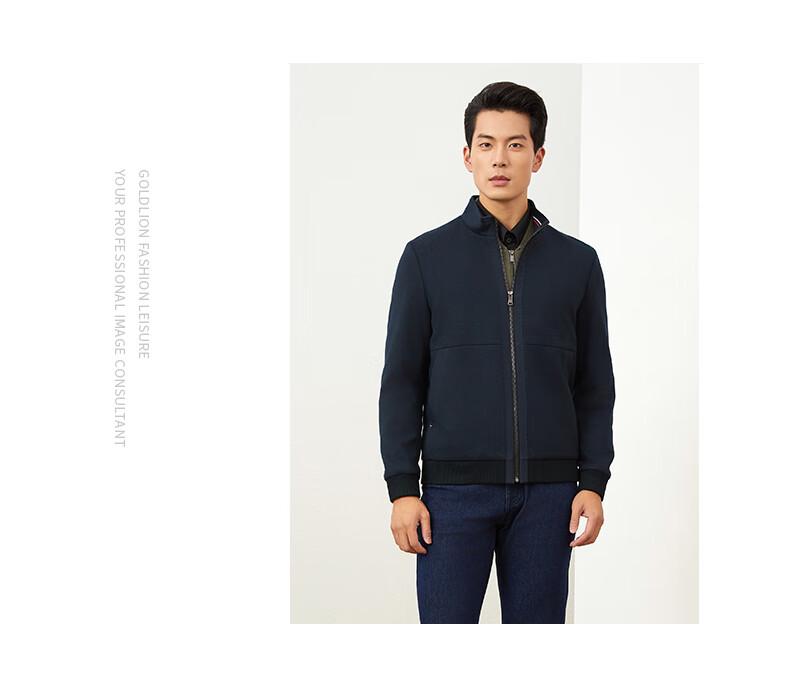 Goldlion GY Jacket Autumn Winter Versatile Stand Collar Warm Wool Coat Men JWL0279-MK114 Gray 2XL 7