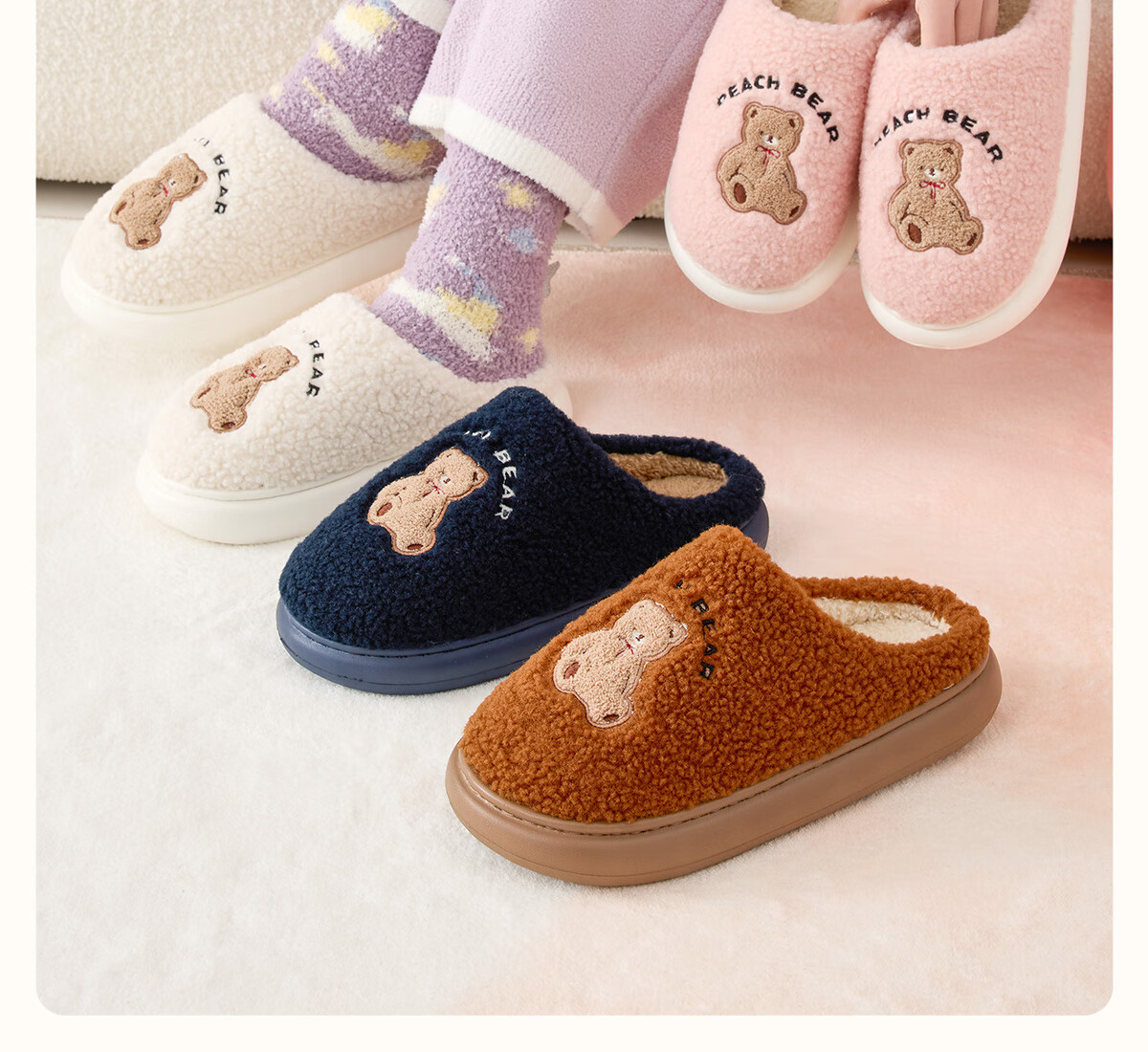Grace Cute Cotton Slippers Women's Autumn and Winter Indoor Home Thickened Warm Anti-Slip Thick Bottom Slippers Women Winter 9