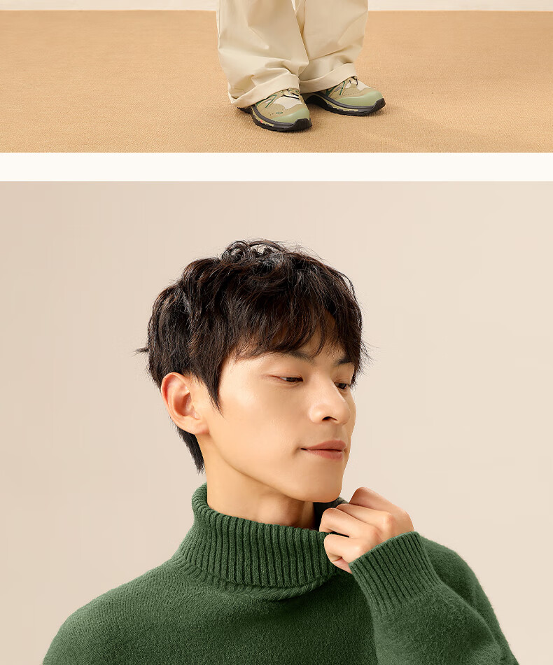 MINISO Men's Winter Turtleneck Sweater Soft Skin-Friendly Cashmere Blend Knitwear Off-White XL 7