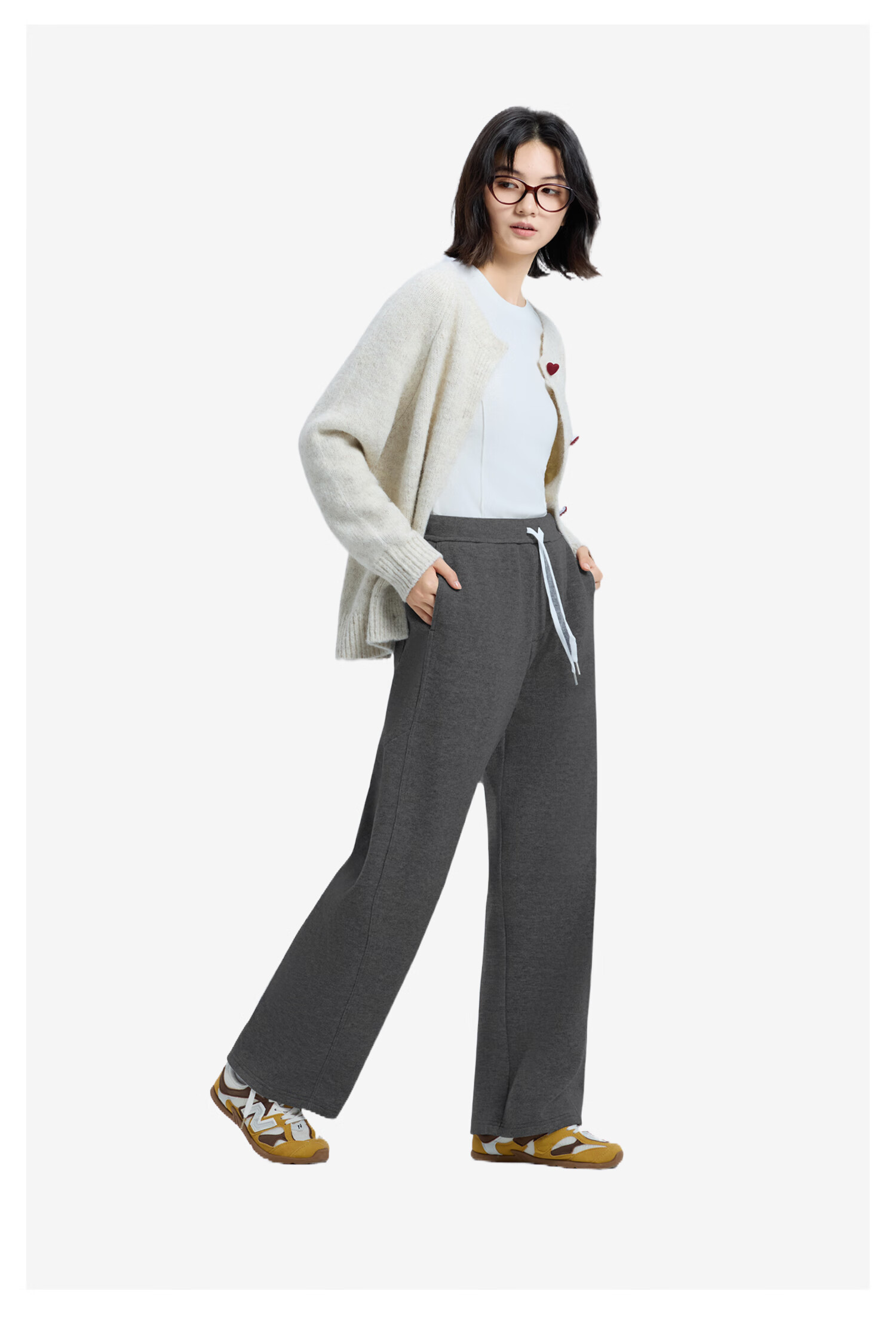 Meters Bonwe Women's Casual Pants 2025 Autumn New Soft Comfortable Skin-friendly Draped Wide-leg Trousers 5