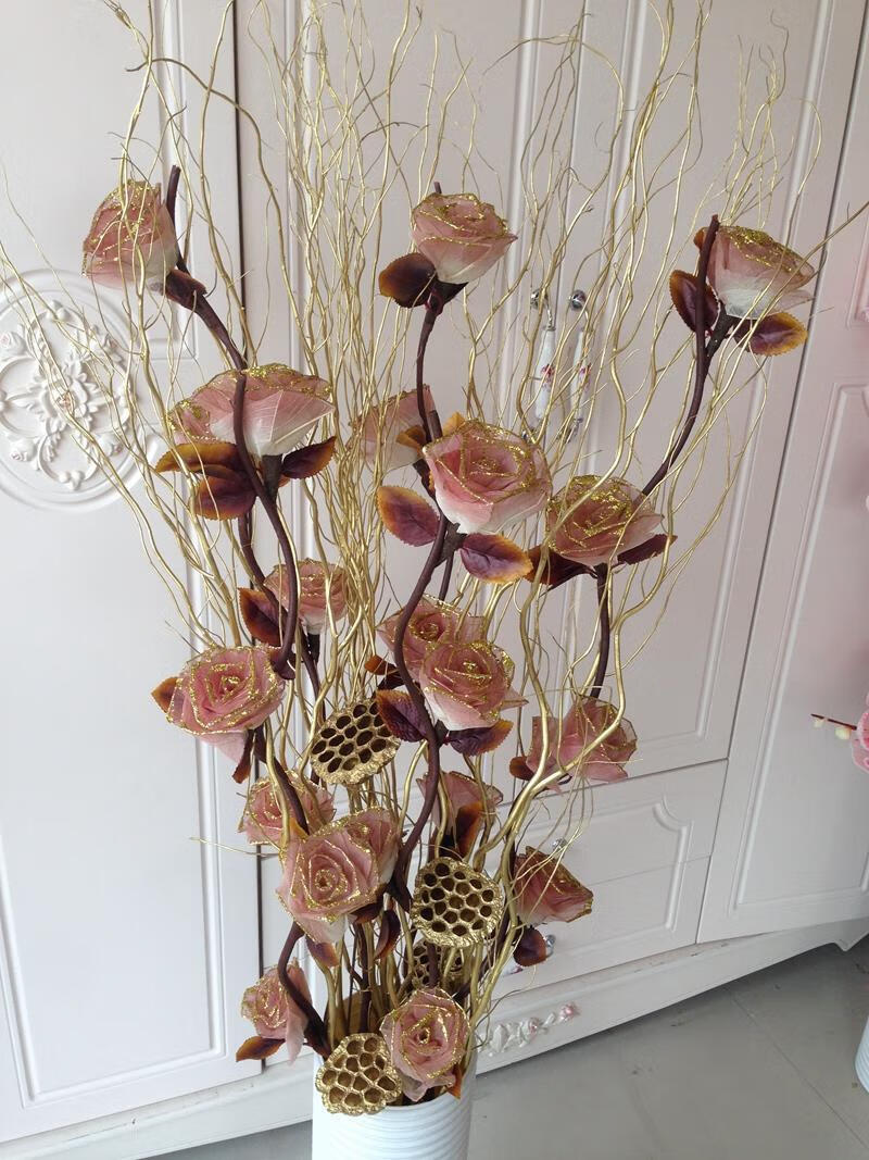 装饰花 跳舞兰仿真花 仿真玫瑰花 胶花叶脉干花仿真花落地假花客厅