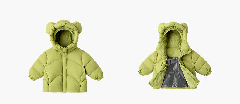 Dudu Home [DuPont Three-Proof] Baby Down Jacket Winter Children's Hooded Coat Boys Warm Clothing Trendy Green 110 4