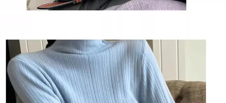 LangSha Women's Autumn Winter Turtleneck Base Shirt Soft Korean Style Elegant Versatile Top 27