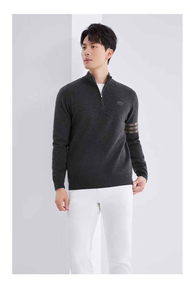 Laxdn Men's Knit Sweater, Autumn And Winter Warmth, Skin-Friendly Fabric, Acrylic Heat-Generating, Elastic Slim-Fit Casual Versatile Sweater, Off-White 3XL 2