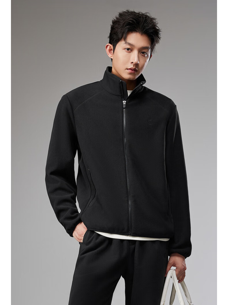 CABBEEN Sample Fleece Casual Men's Logo Tone-on-Tone Embroidery Design 2025 Winter Fleece Stand Collar Jacket 2