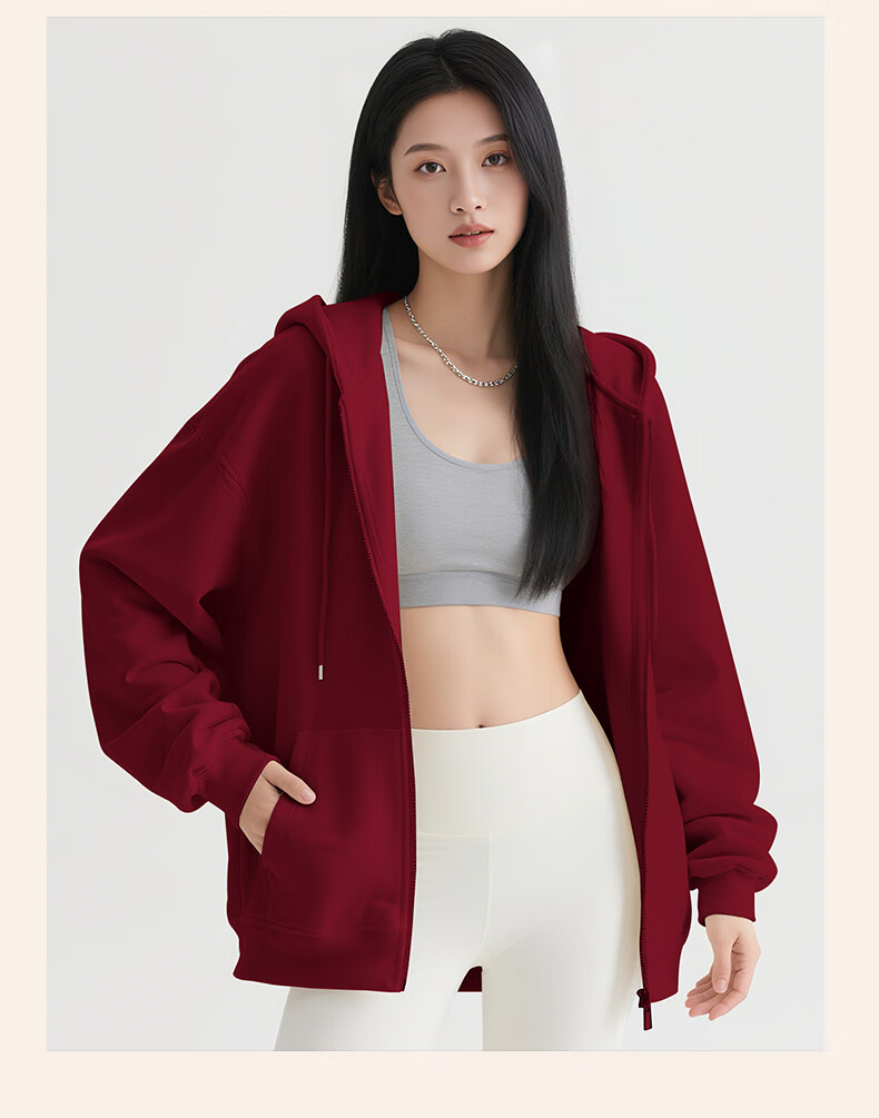 Baleno Navy Blue Hooded Jacket Women Autumn Winter American Retro Casual Oversized Fleece Lined Cardigan Sweatshirt Female 4