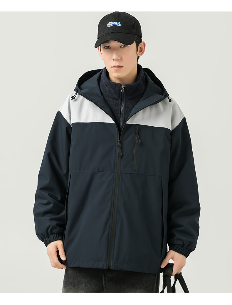 WOOD SOON 3-in-1 Cotton Padded Jacket Unisex Autumn Winter Thickened Fleece Windproof Warm Stand Collar Coat 5