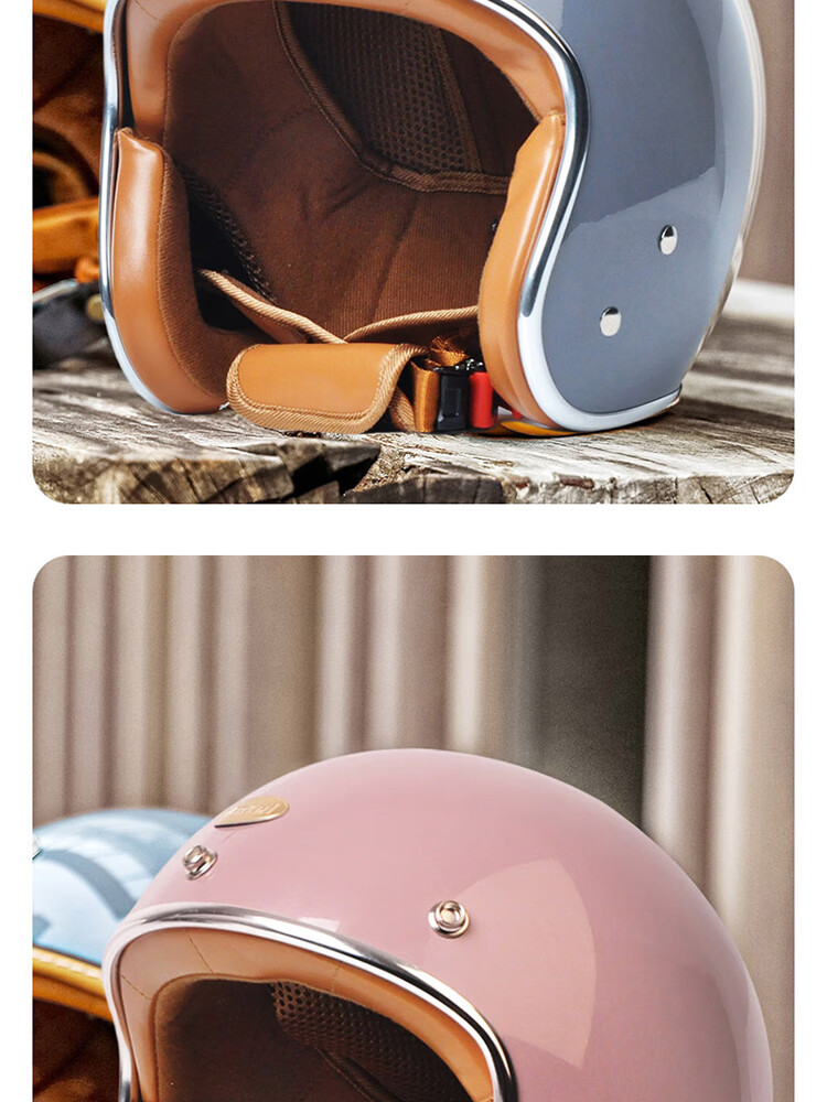 V Electric Motorcycle Helmet 3C Certified Unisex Commuter Safety Helmet Four-Season Lightweight Retro Half Helmet Pink Fits 57-60CM 12