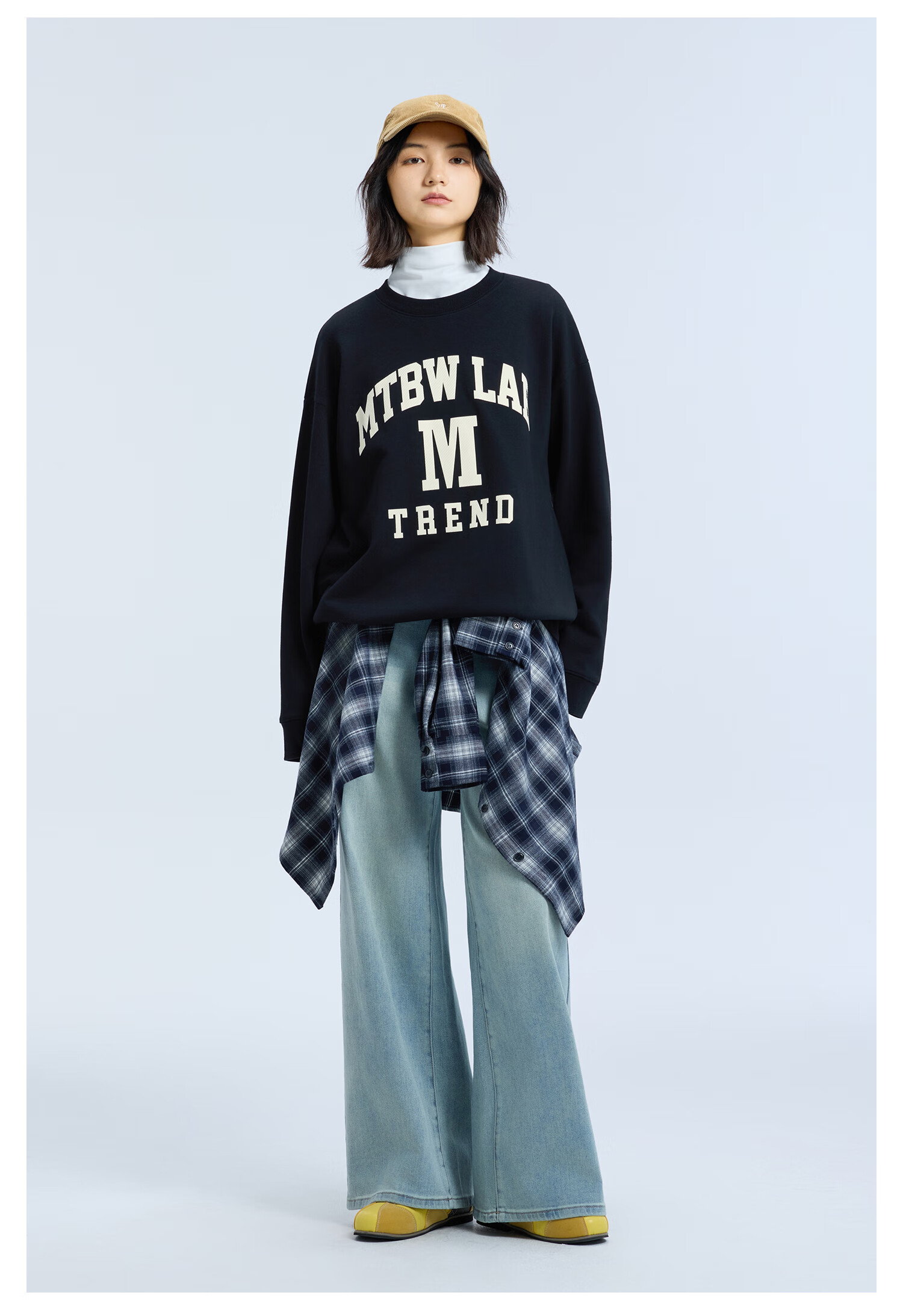 Meters Bonwe [Same As in Mall] Sweatshirt, Unisex Versatile Casual Couple Outfit, Loose-Fitting Color-Block Spliced Long Sleeve 6