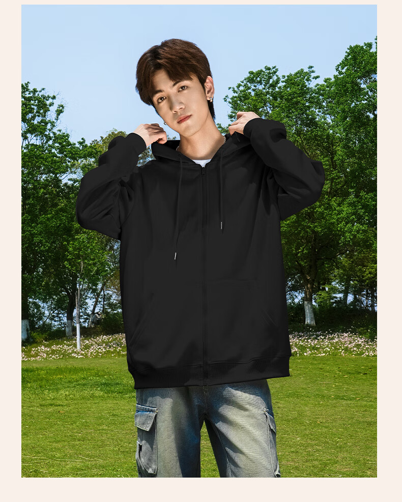 Baleno Heavyweight Zipper Hoodie Men’s Hooded Cardigan Spring Autumn Loose Casual Simple Cotton Jacket 7