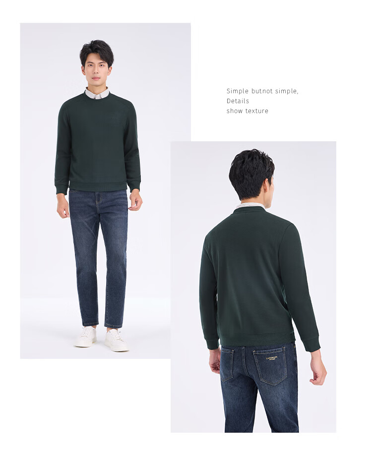Laxdn Knitted Sweater for Men, Autumn And Winter Warm Round Neck Pullover [Cashmere Silk], Fleece-Lined Base Layer, Medium Coffee, XL 9