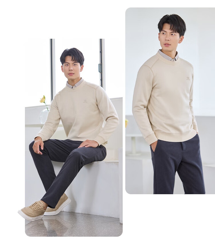 Laxton Men's Knit Sweater Autumn Winter [With Merino Wool] Warm Heat-Retaining Anti-Pilling Skin-Friendly Men's Top Navy Blue 2XL 4