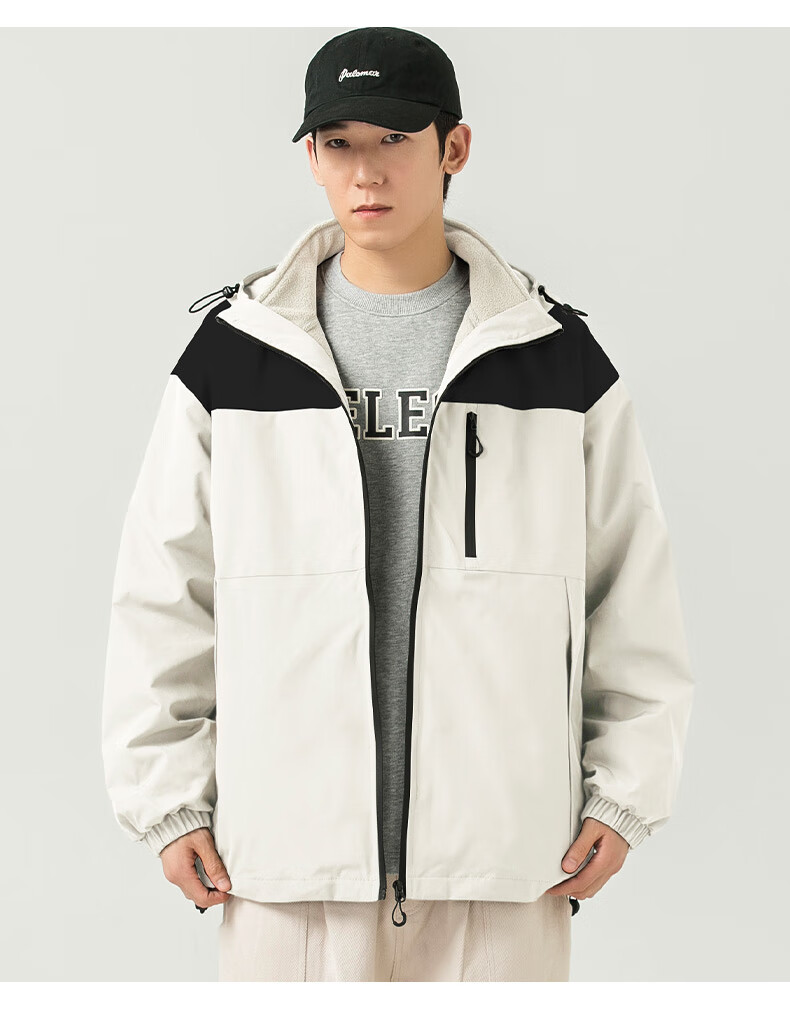 WOOD SOON 3-in-1 Cotton Padded Jacket Unisex Autumn Winter Thickened Fleece Windproof Warm Stand Collar Coat 21