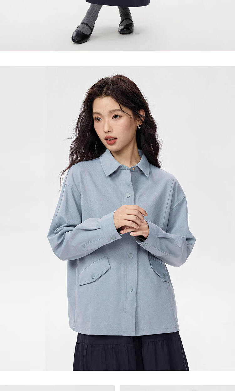 Giordano Women's Shirt Jacket Autumn Winter Simple Pocket Lapel Knit Casual Jacket 05375471 10