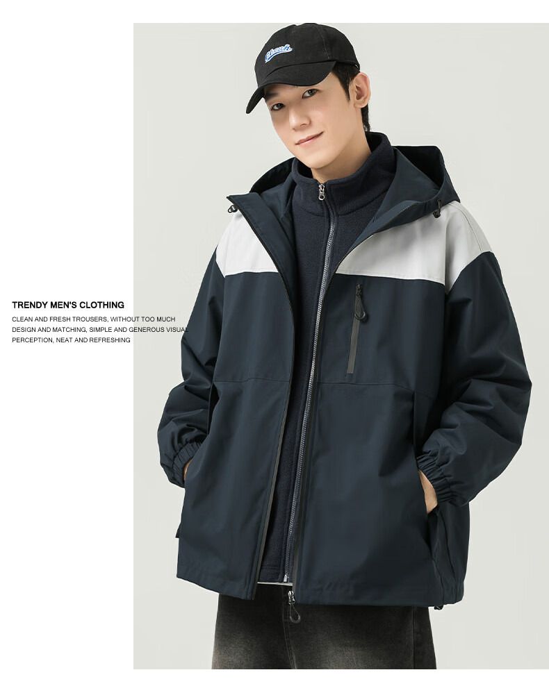 WOOD SOON 3-in-1 Cotton Padded Jacket Unisex Autumn Winter Thickened Fleece Windproof Warm Stand Collar Coat 4
