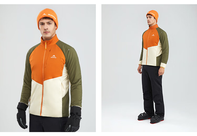 SURPINE 25FW Lingyun Series G Cotton Lightweight Warm Water-Repellent Stand Collar Mid-Layer Men's L Agate Orange 3