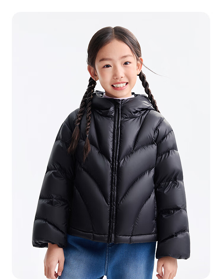 Annil Kids Girls Short Down Jacket 2025 Winter New Warm Coat Black 140 10