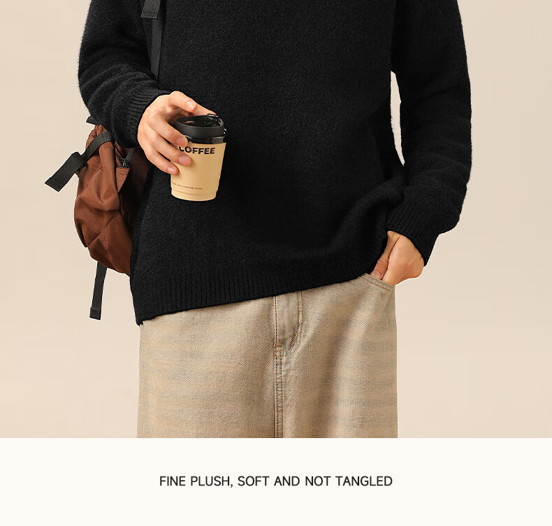 MINISO Men's Winter Turtleneck Sweater Soft Skin-Friendly Cashmere Blend Knitwear Off-White XL 16