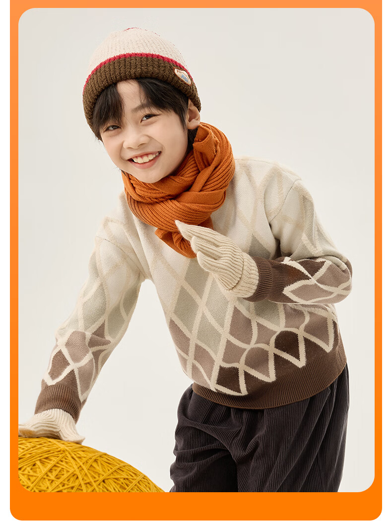 Jeanswest Kids Boys Sweater Autumn Winter 2025 New Children's Knitwear Warm Clothing Girls Half Turtleneck Base Shirt 12
