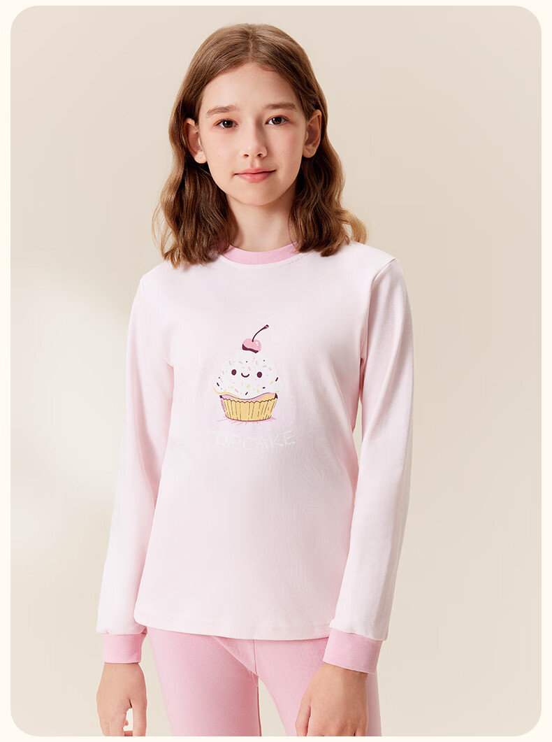Yalu Kids Girls Cotton Thermal Underwear Set Antibacterial Home Sleepwear Comfortable Innerwear 14
