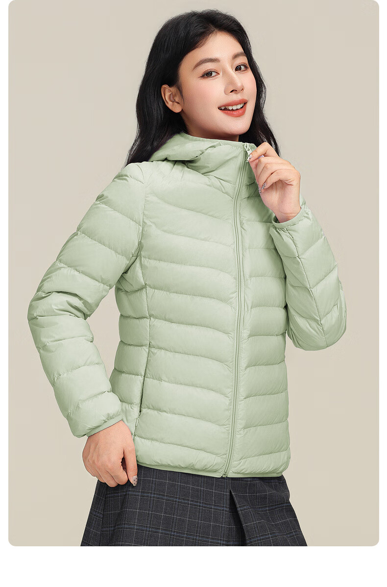 YAYA Lightweight Women's Down Jacket Warm Fashion Slim Short Duck Down Autumn Winter Hooded Lightweight Coat 37