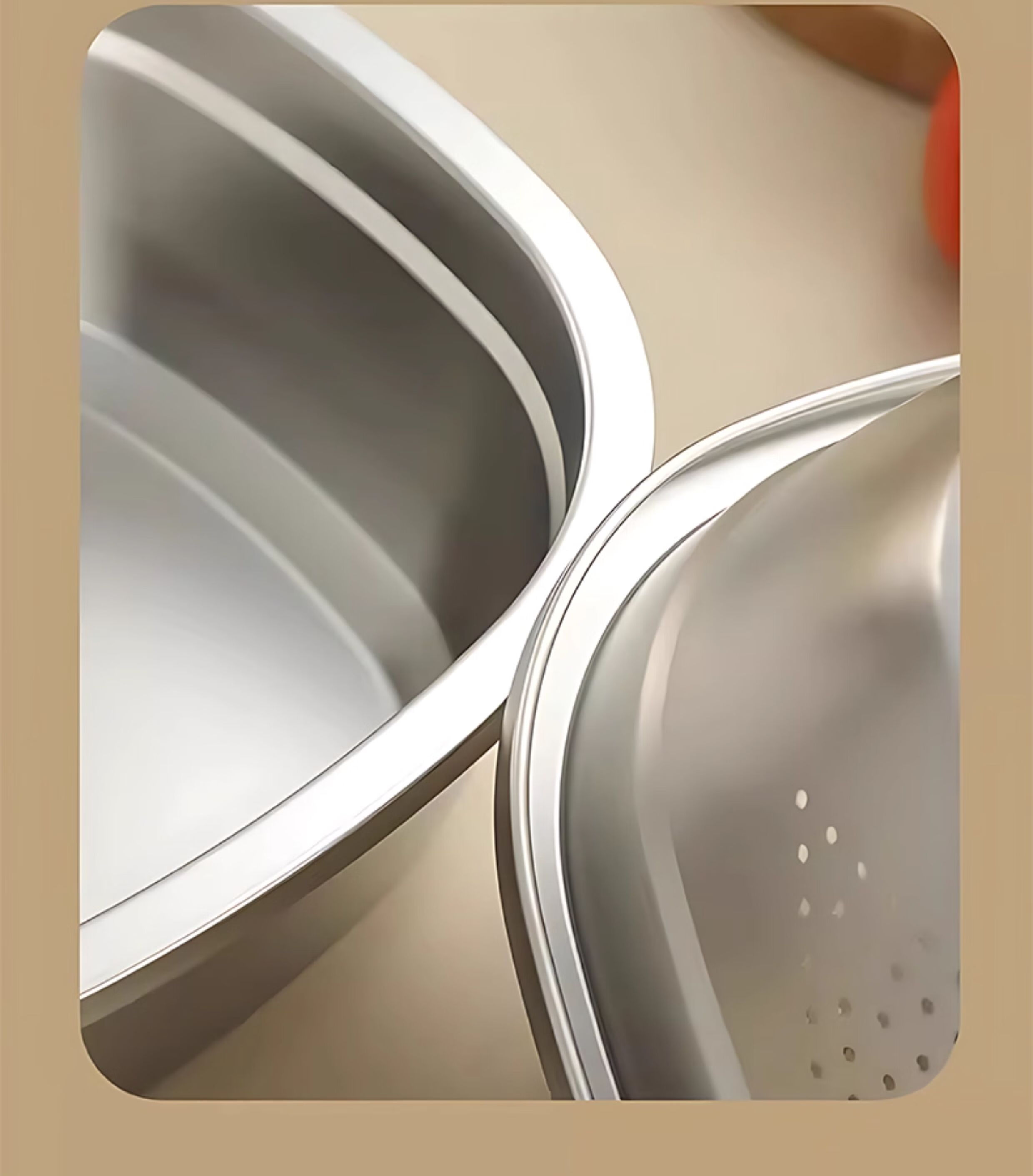 Guofeng Food-Grade Stainless Steel Square Kitchen Basin Rice Washing Bowl 26cm 14