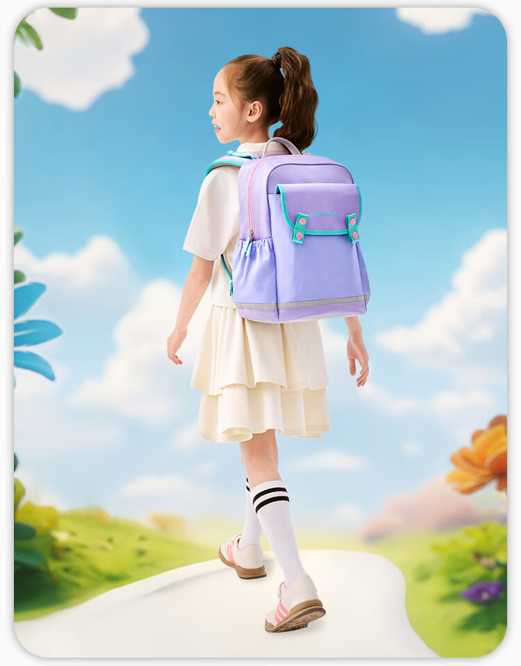 MoonRock 2025 New Children's Ergonomic Backpack Lightweight First Grade School Bag Wisteria 21