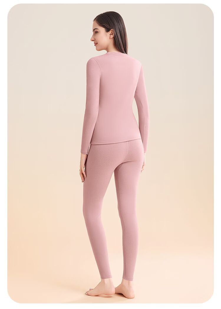 GUJIN Double-Sided Fleece Lined Mink Cashmere and Lyocell Thermal Underwear Set for Women Thickened Autumn Winter Heat Retaining Base Layer Top and Bottom 19