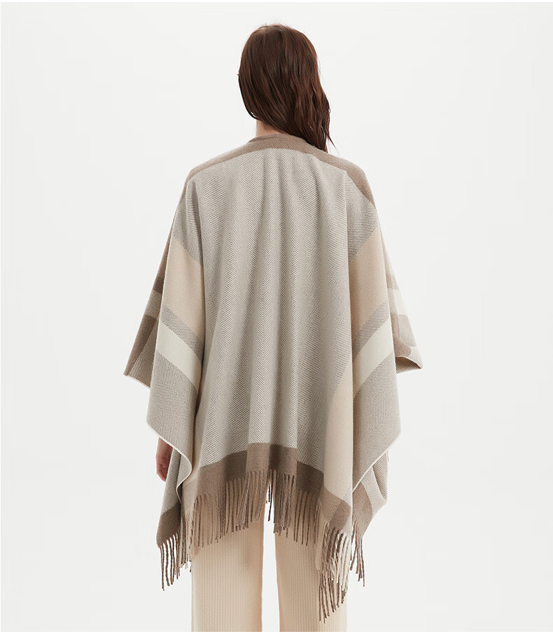 BOHOBOCO Pure Wool Herringbone Shawl Summer Air-Conditioned Room Nap Blanket Scarf Cape Dual-Use [Gift Box] Oatmeal Color 10