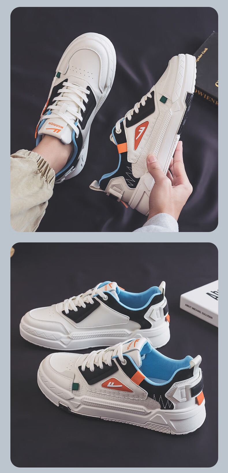Warrior Official Men's Sneakers 2025 Winter New Thickened Warm Casual Sports Shoes Blue/Pink Size 39 US Men's 5