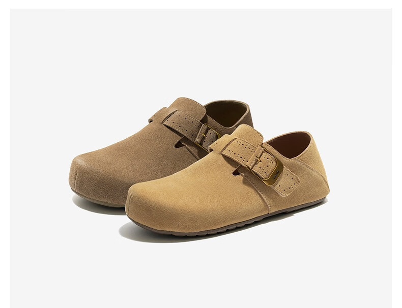 Bata Prince Qi Same Style Birkenstock Women's Autumn 2025 Mall Cow Split Leather Slip-On Dark Gray Suede Lining Size 38 8