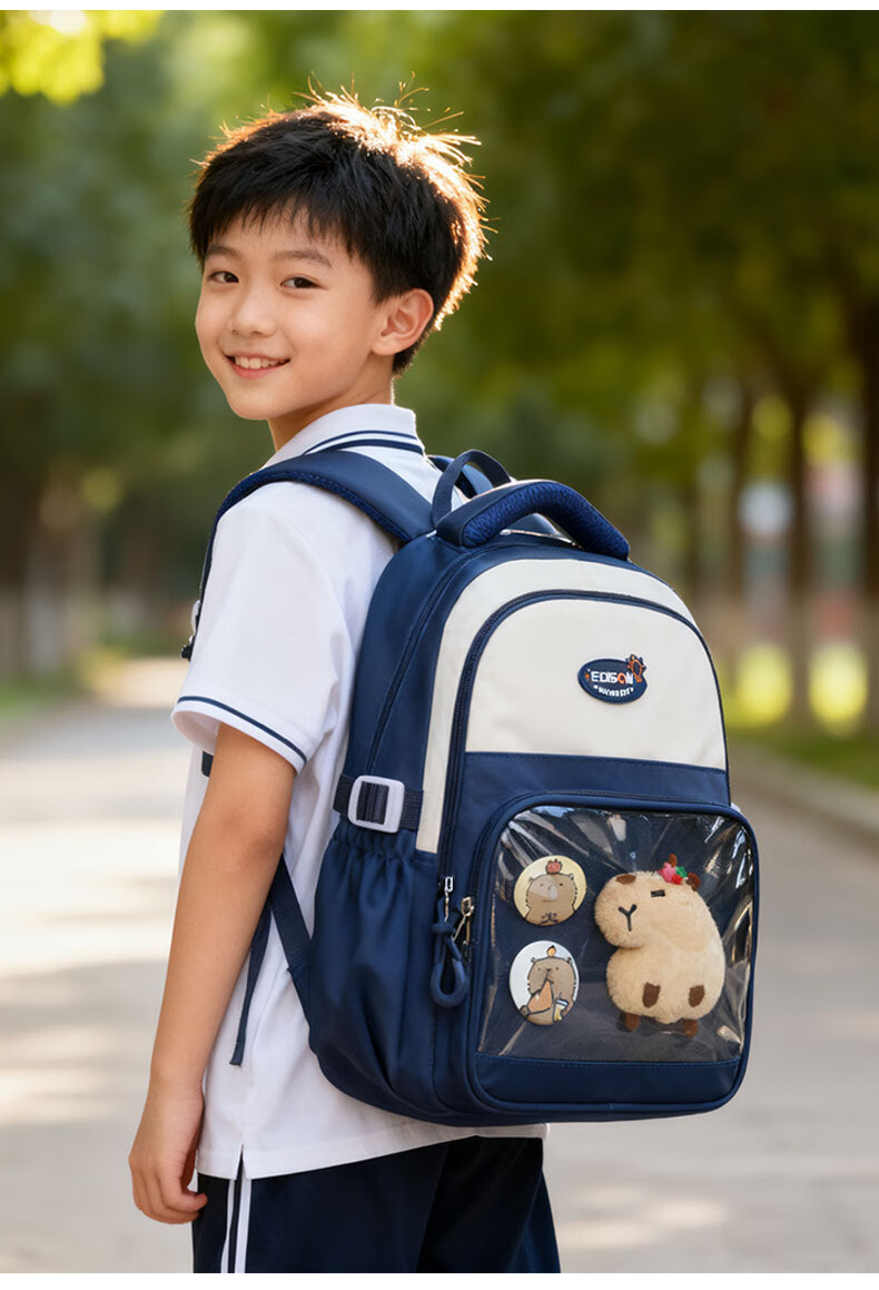 Edison Inventor Middle School Backpack with Spine Protection for Boys And Girls, High School Students, Anime-Style Trendy Backpack 2564-3 Light Blue 20