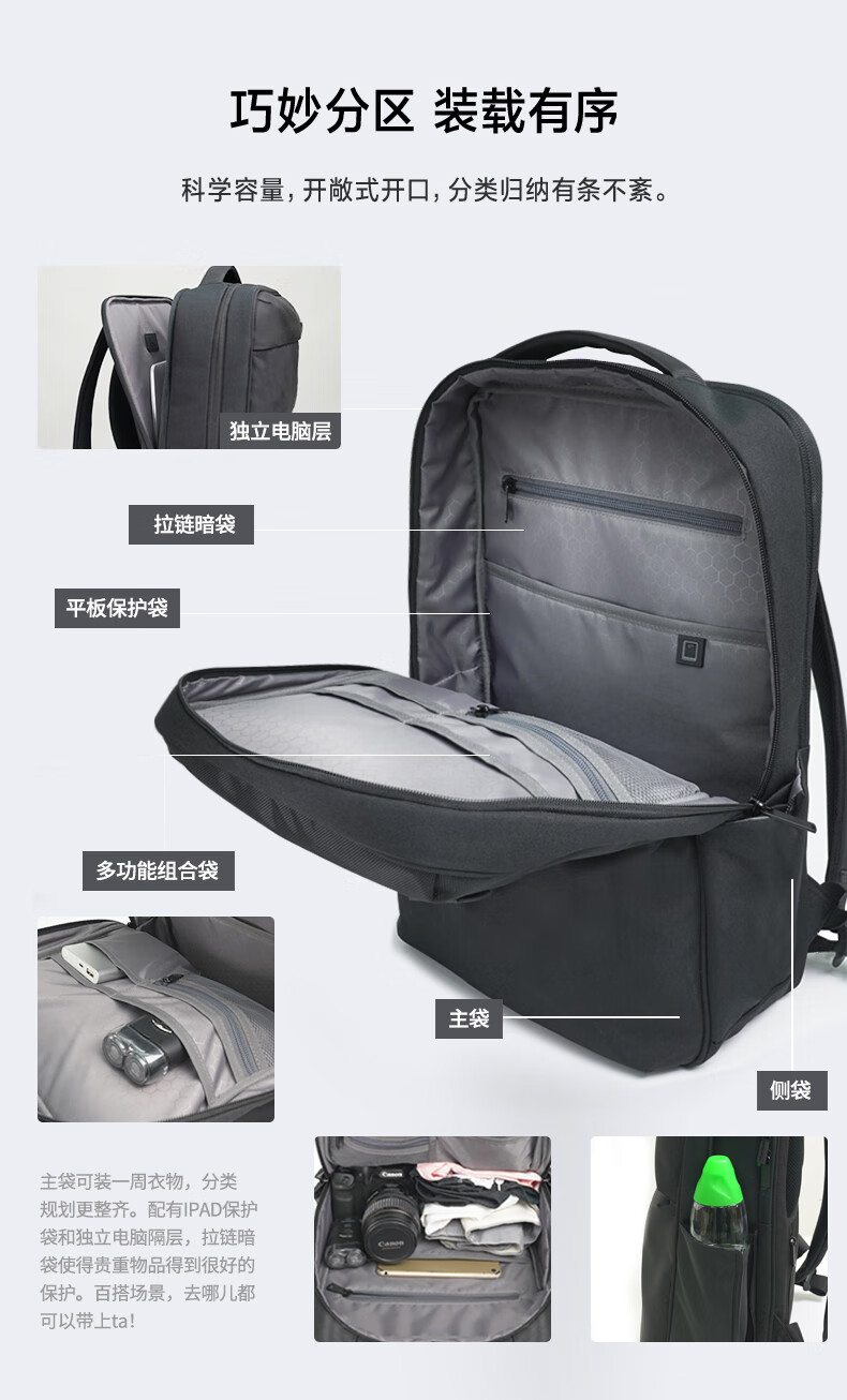 ASPENSPORT Business Laptop Backpack Large Capacity Men's Commuter Travel Backpack 3
