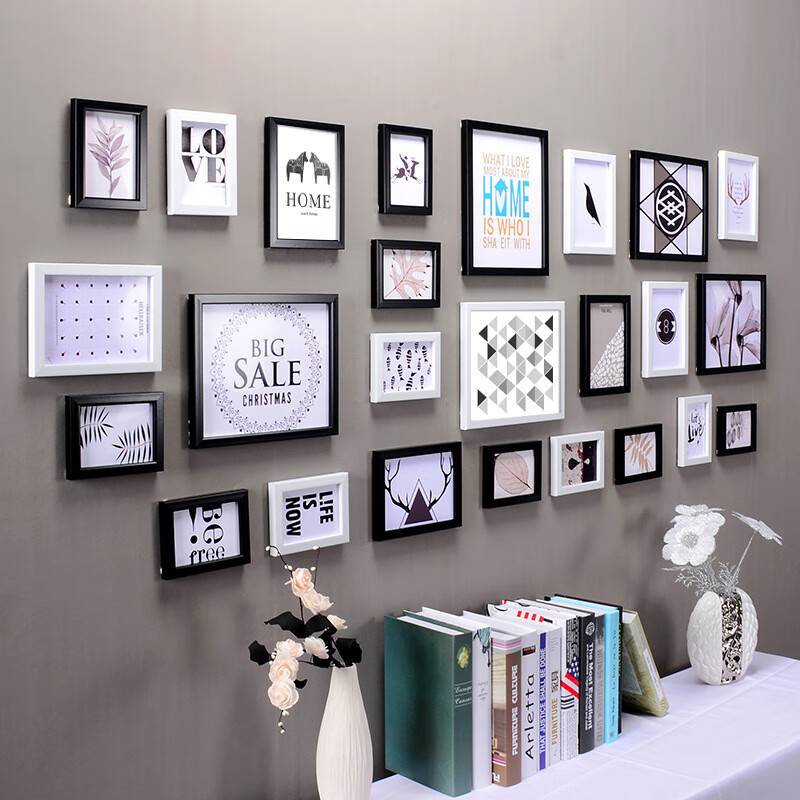 通尚洁 照片墙带钟表相框装饰十全十美照片墙创意组合客厅餐厅简约免