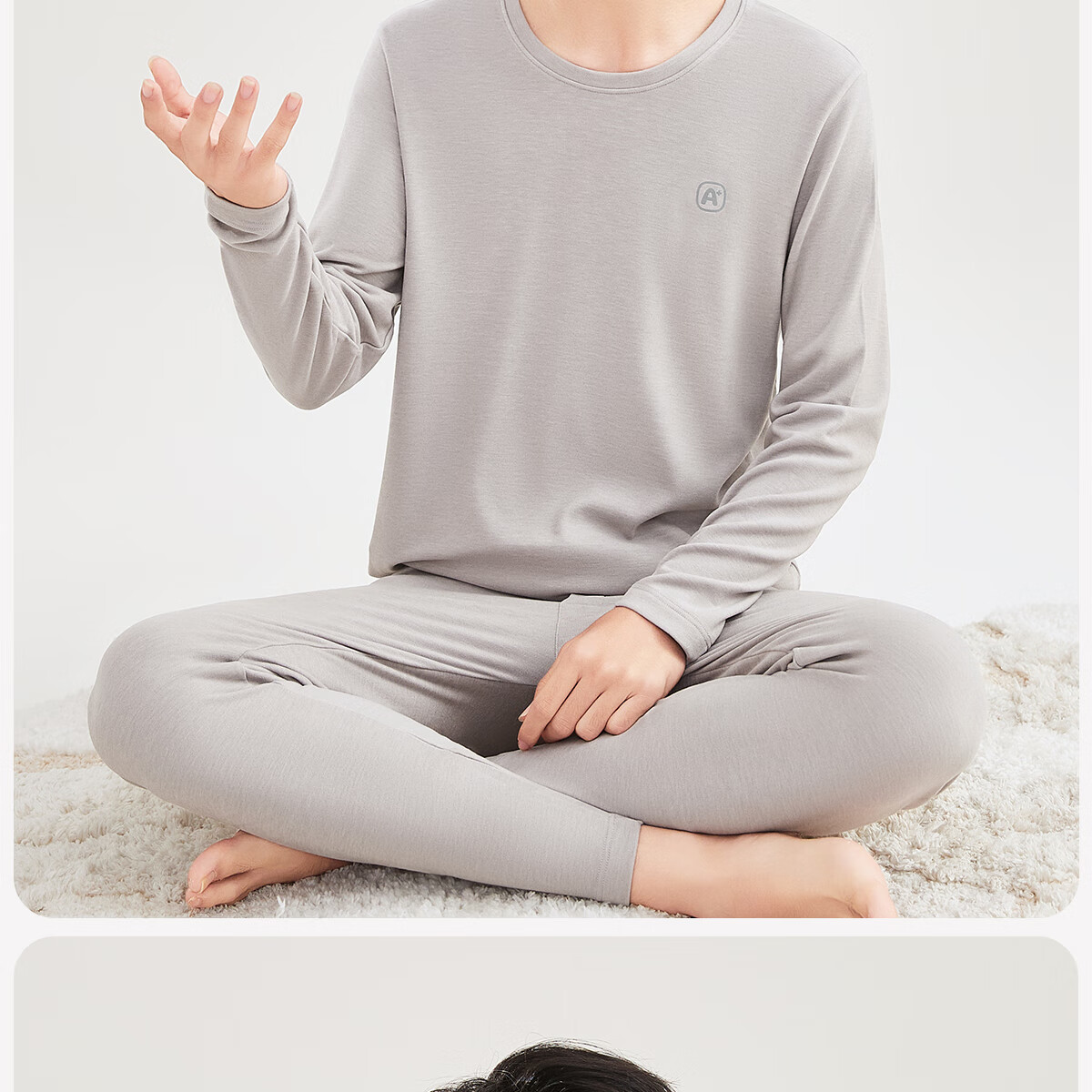 COCO SMART Youth Thermal Underwear Set, German Velvet Heat Retaining, Thickened Fleece, Boys' Autumn Long Johns for High School Students, Cold Resistant 30