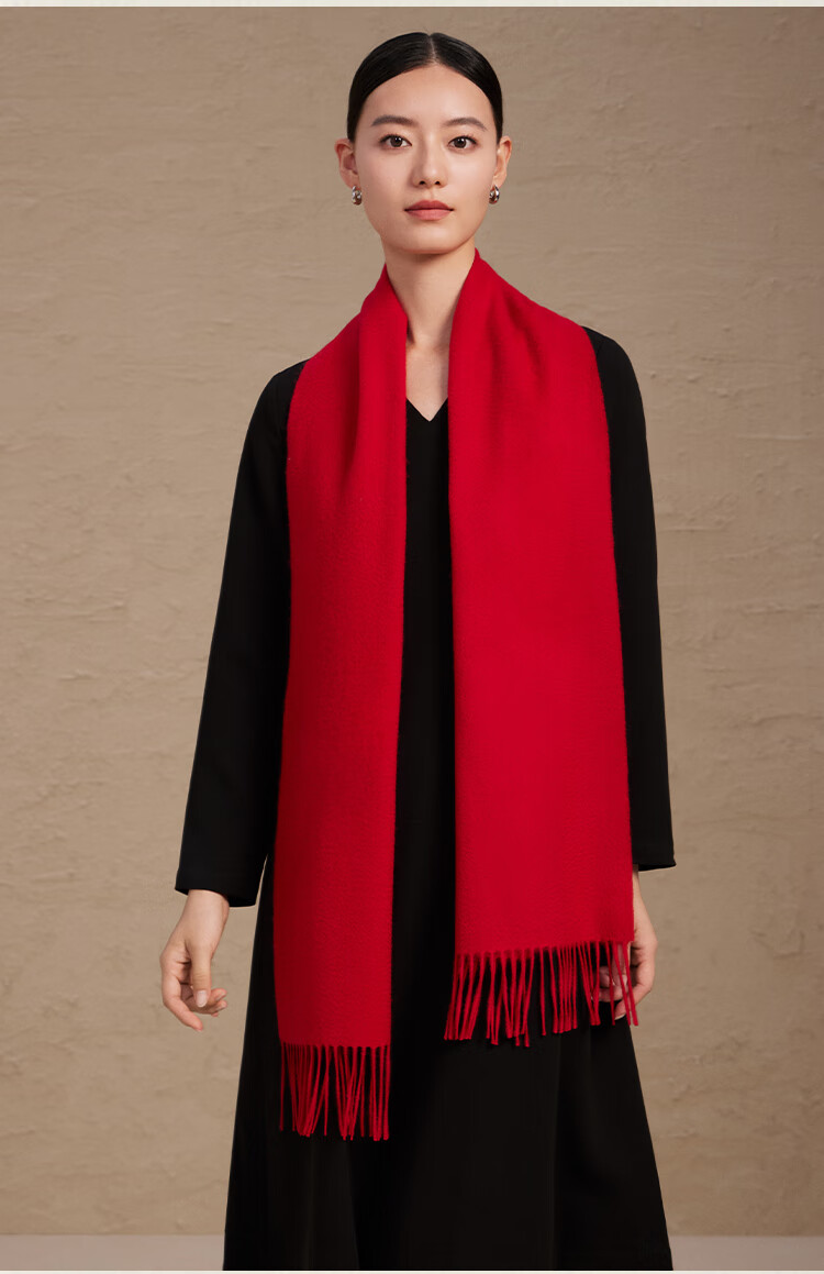 Shanghai Story Classic Couple 100% Wool Warm Red Scarf Neck Warmer Year of the Horse Zodiac New Year Birthday Gift Box Set 9