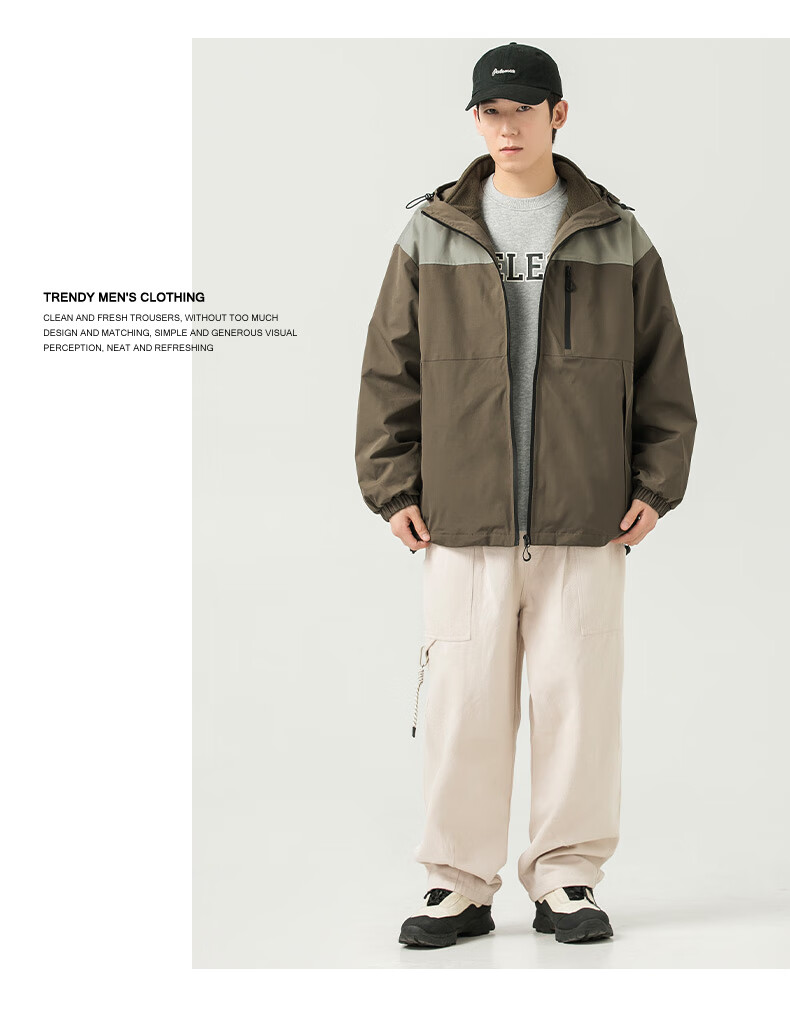 WOOD SOON 3-in-1 Cotton Padded Jacket Unisex Autumn Winter Thickened Fleece Windproof Warm Stand Collar Coat 20