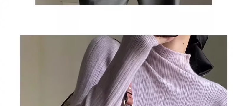 LangSha Women's Autumn Winter Turtleneck Base Shirt Soft Korean Style Elegant Versatile Top 6