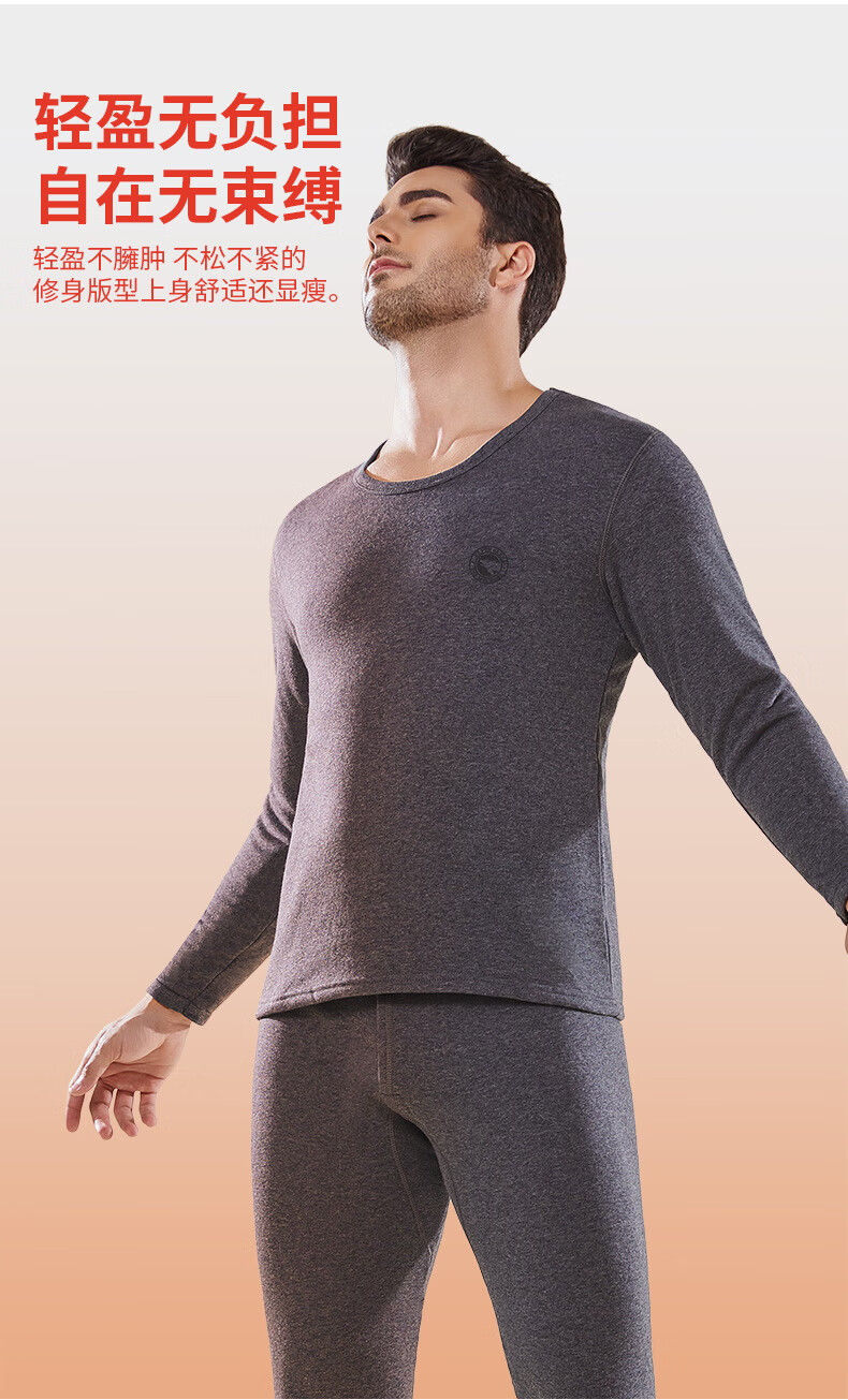 SEPTWOLVES Men's Thermal Underwear Set Fleece Lined Thickened Autumn Shirt and Pants Warm Clothing 12