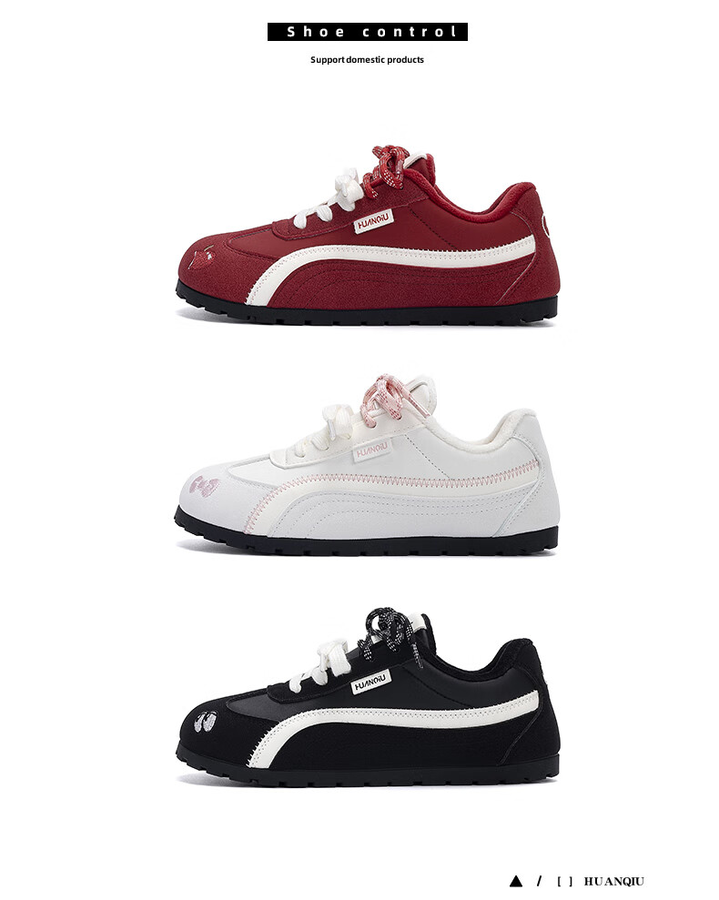 HUANQIU Women's Fleece-Lined Thermal Cotton Shoes 2025 Winter New Flat German Training Shoes Casual White Pink 2