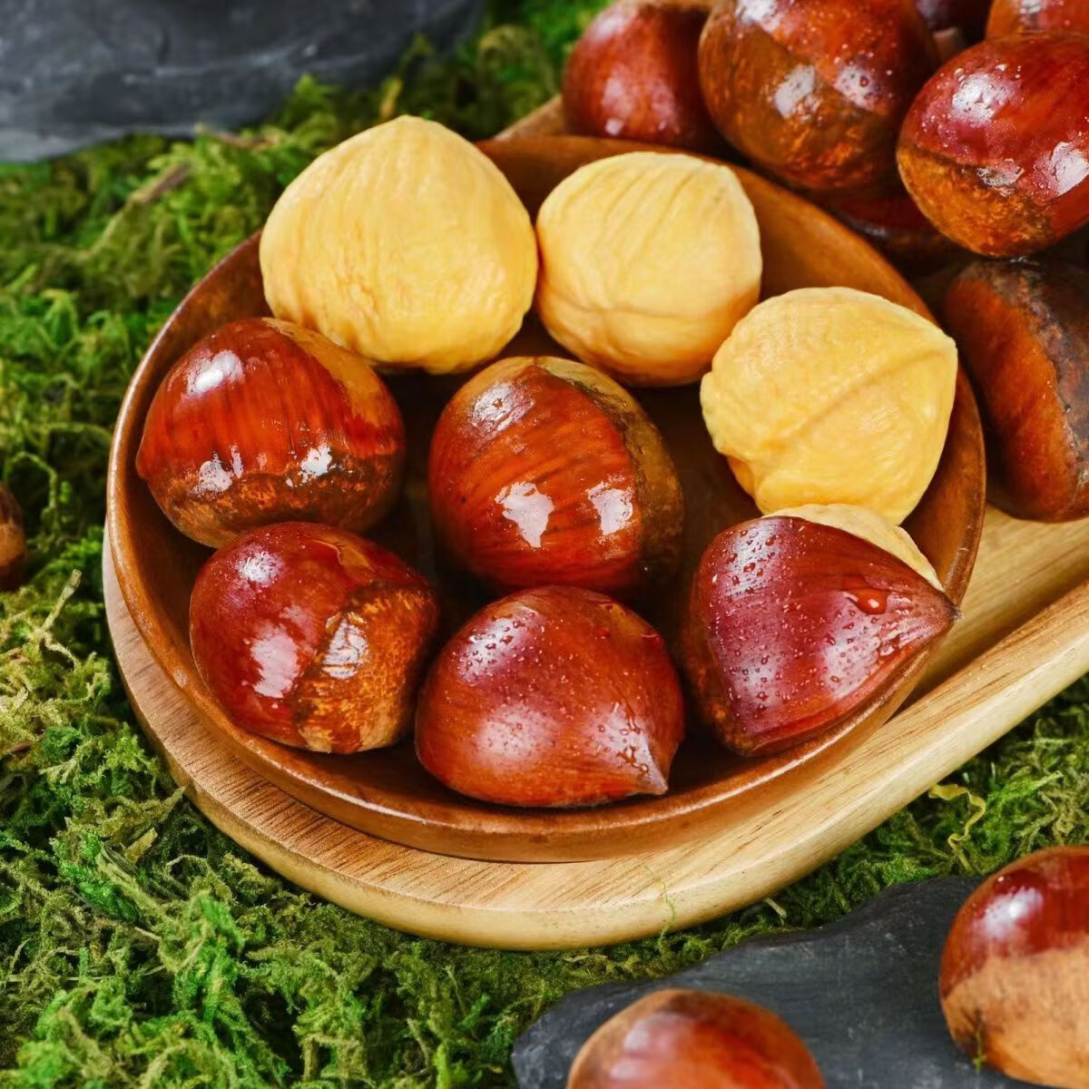 丹东大板栗鲜栗子生嫩板粟生锥油野生栗 500g 大果【图片 价格 品牌