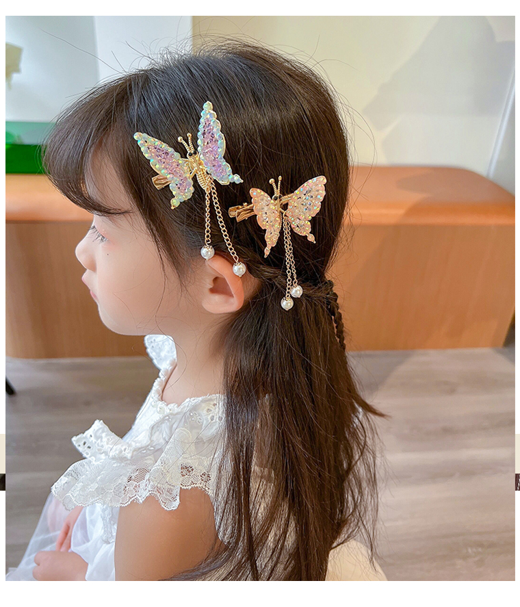 大童发夹头饰公主韩版会动的蝴蝶儿童水钻珍珠高颜值发卡宝宝女童碎子