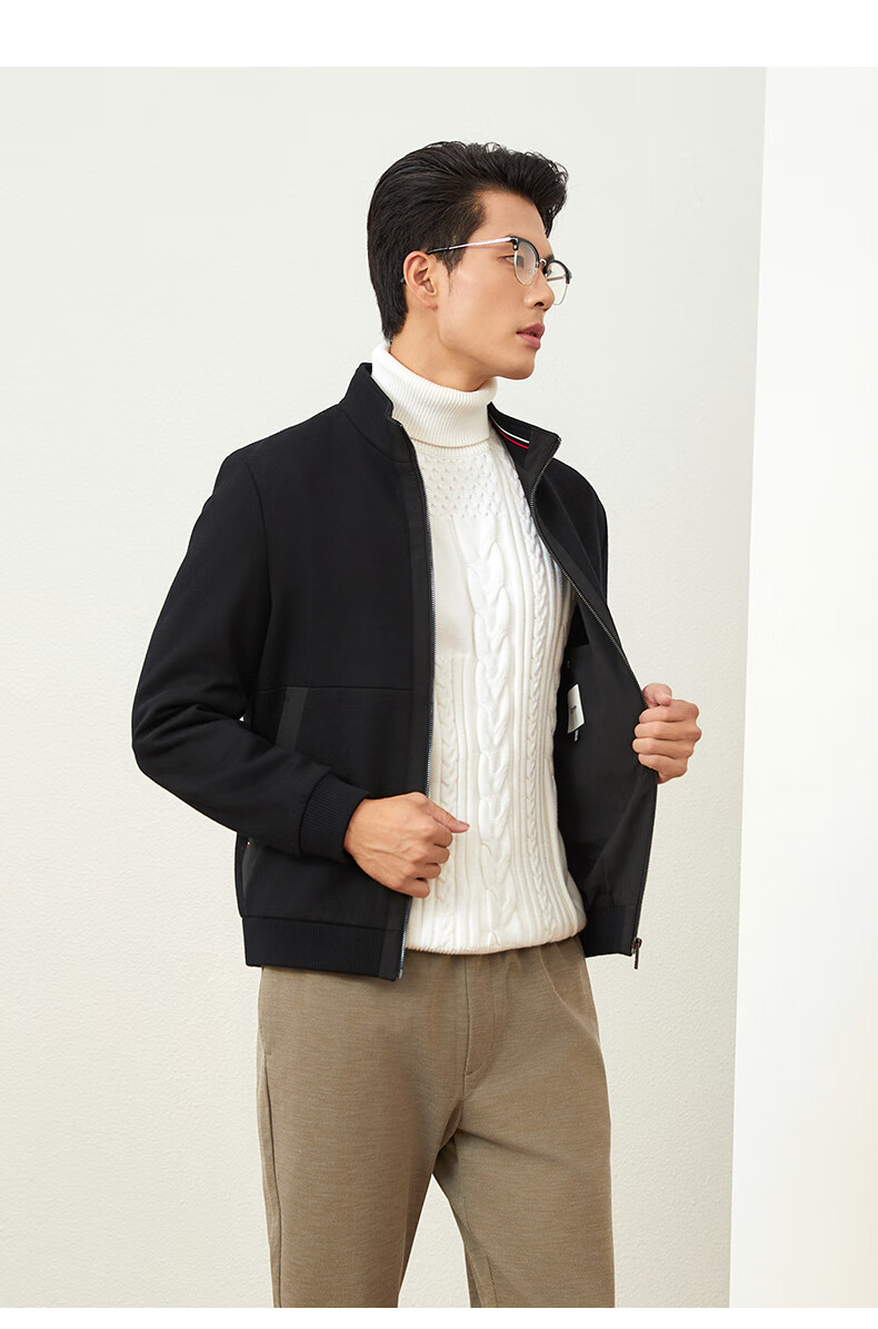 Goldlion GY Jacket Autumn Winter Versatile Stand Collar Warm Wool Coat Men JWL0279-MK114 Gray 2XL 8