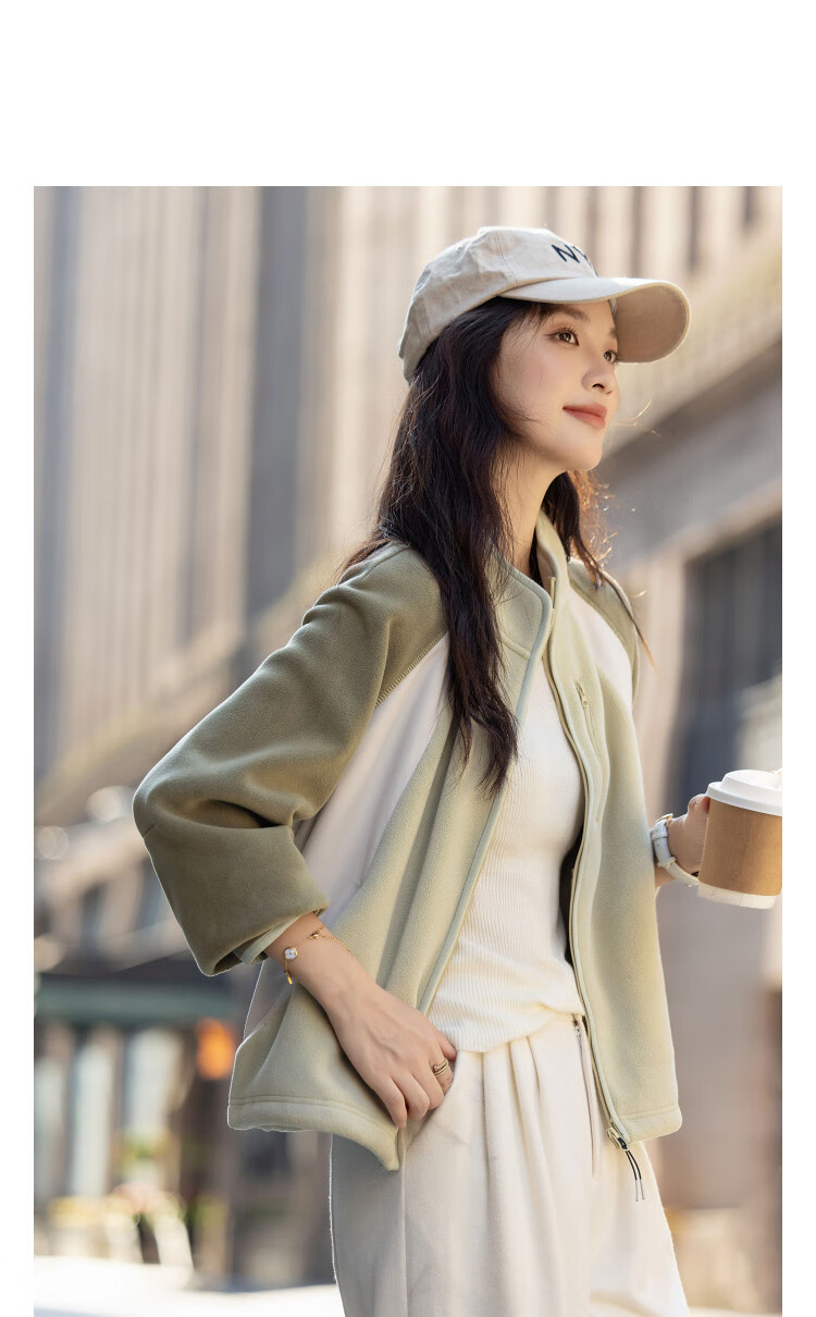 Demana [Warm 460G Double-Sided Fleece] Winter Urban Sports Style Stand Collar Colorblock Drawstring Short Women's Jacket 3