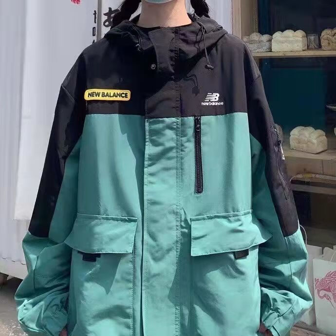 new balancenb2022秋男女工装拼接连帽外套情侣休闲运动百搭薄夹克