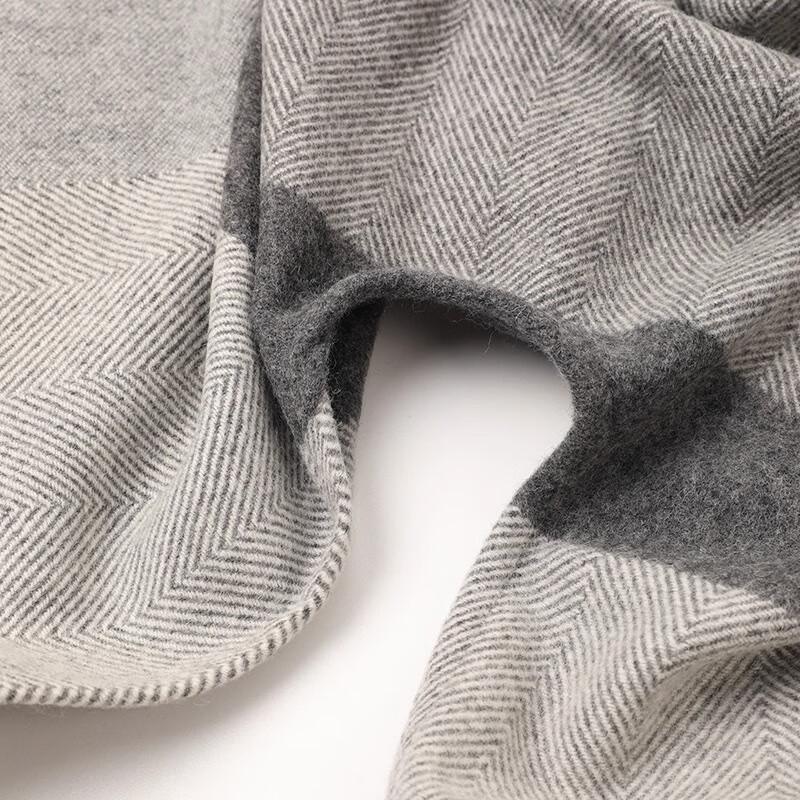 BOHOBOCO Pure Wool Herringbone Shawl Summer Air-Conditioned Room Nap Blanket Scarf Cape Dual-Use [Gift Box] Oatmeal Color 20