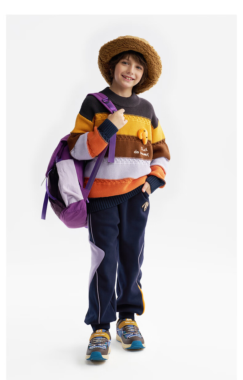 MQD Boys Sweater Knitwear 2025 Winter New Thickened Warm Half Turtleneck Striped Top for Kids 7