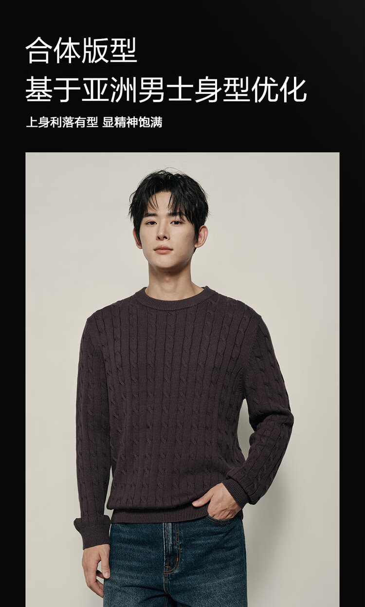 Giordano Men's Cable Knit Sweater New College Style Crew Neck 01055731 Korean Celebrity Edition 9