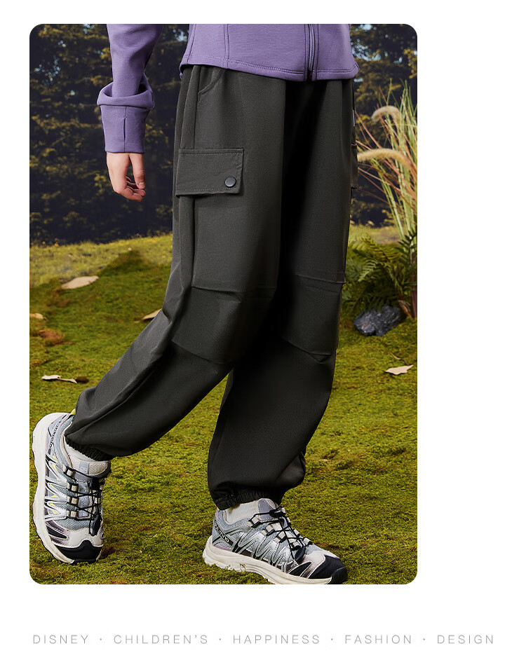 Disney Girls' Spring Cargo Pants, Children's Trousers, Girls' Sweatpants, Straight-Leg Stylish Joggers for Older Kids, Gray, Size 150 13